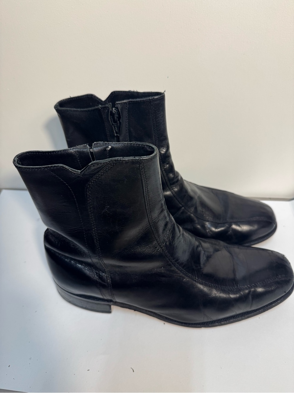 Florsheim Black Leather Zip Ankle Boots